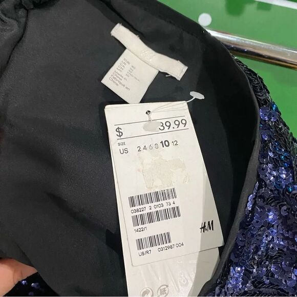 H&M blue sequin mini skirt Size 10 - Picture 3 of 7